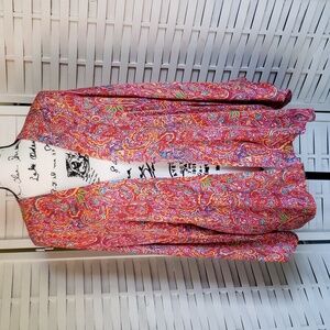 Vici red/orange floral wide long sleeves open cardigan kimono size XL
